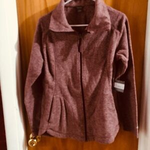 Eddie Bauer large Women's Maroon zip up fleece nwt new